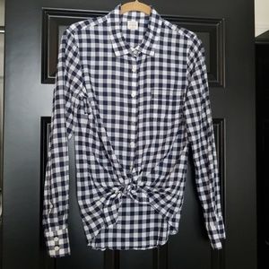 Like new J. Crew navy and white checked shirt